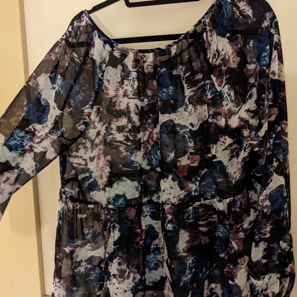 Nine West Vintage Sheer Boho Peasant Top Size Large Floral - Picture 9 of 10